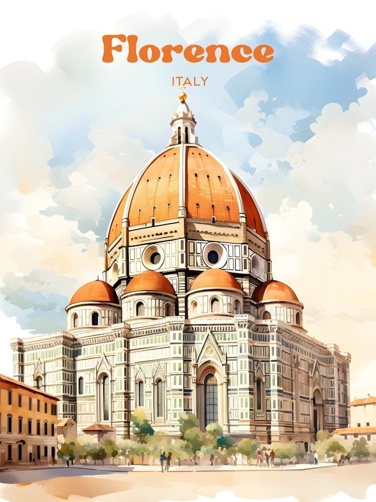 Florence Italy European Church Travel Illustration