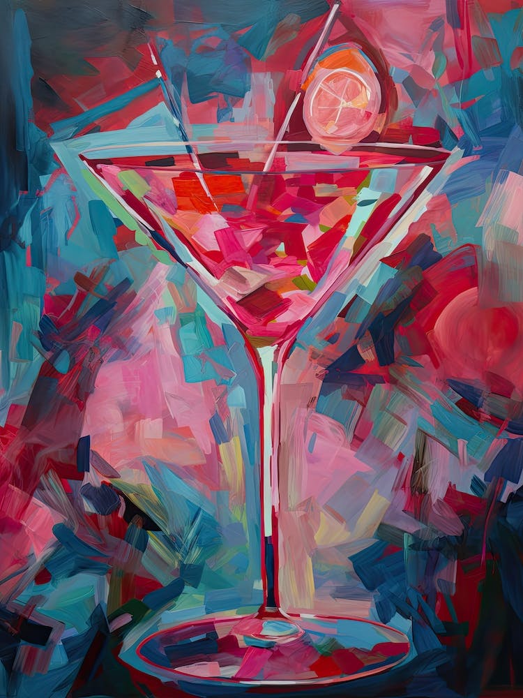 Pink Lady Cocktail Oil Painting 3
