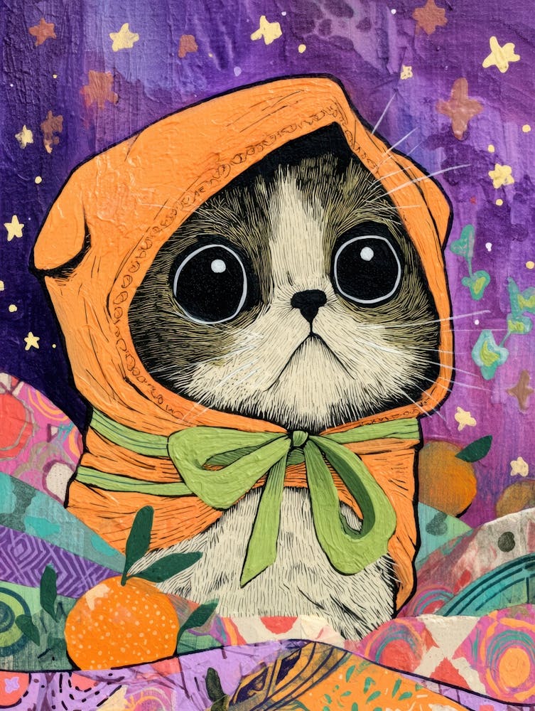 Cat In Orange Hood