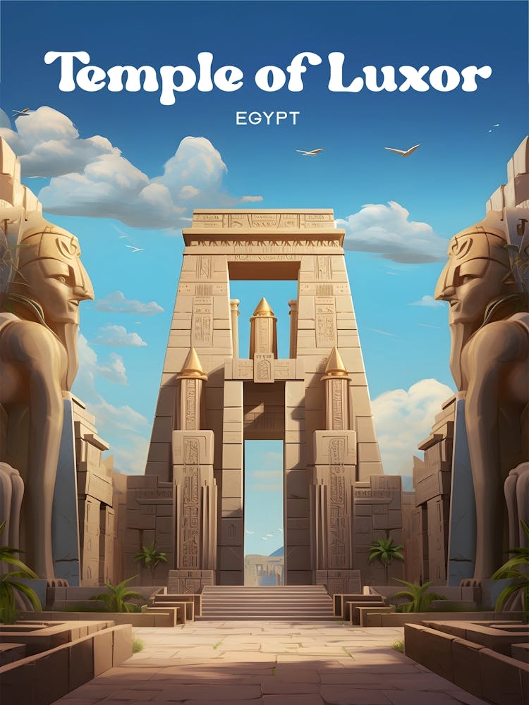 Tempel von Luxor Ägypten Heiligtum Moderne Reiseillustration