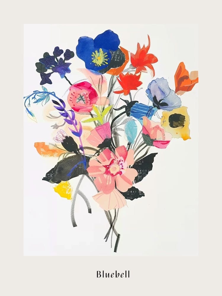 Bluebell 1 Collage Flower Bouquet Poster