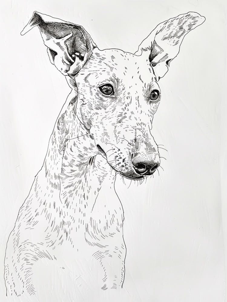 Ibizan Hound Dog Line Sketch  2