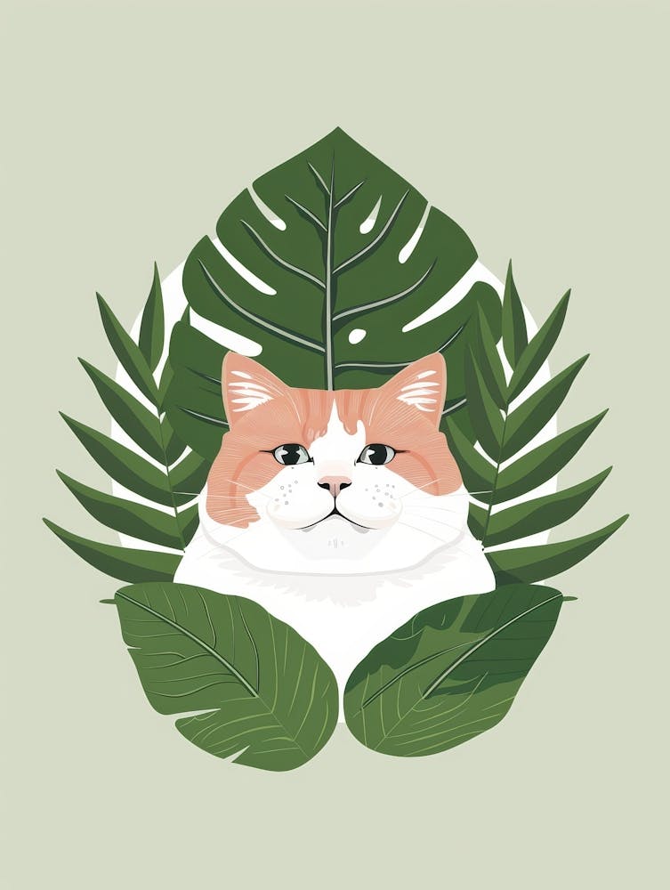 Cat With Leaves 1