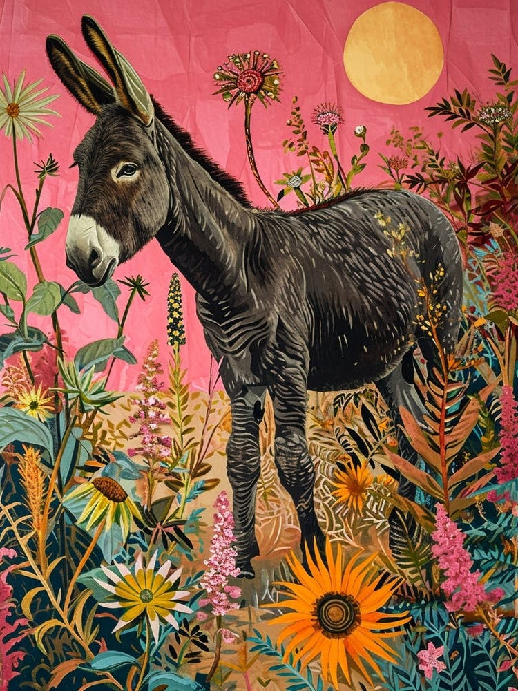 Floral Animal Painting Donkey 2