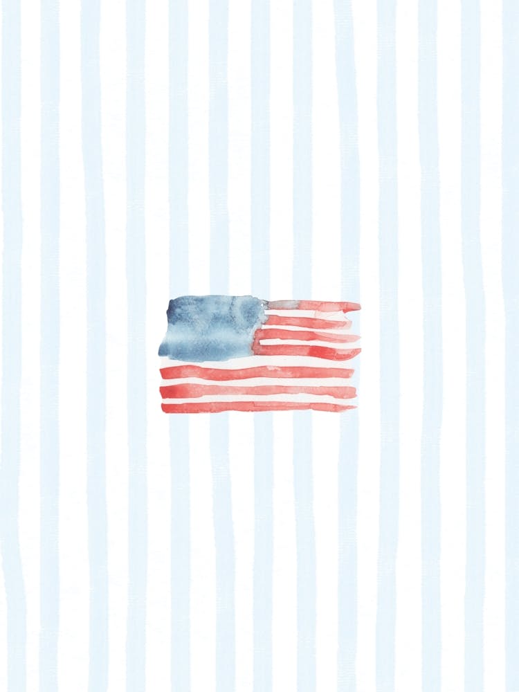 Coastal Flag Print on Blue Stripes