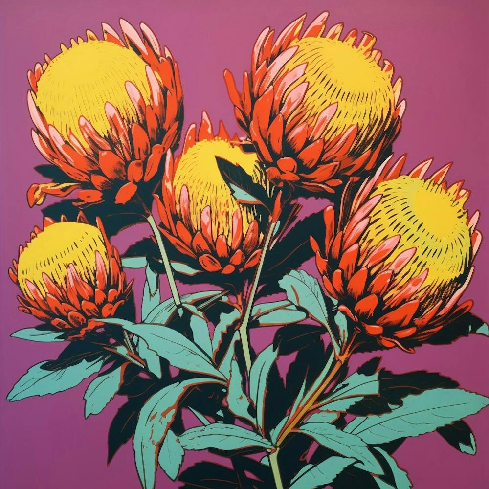 Protea 2 Pop Art Illustration Square