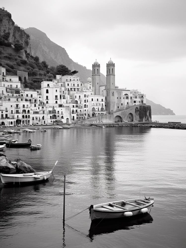 Amalfi, Italy, Mediterranean Black And White Photography Analogue 3
