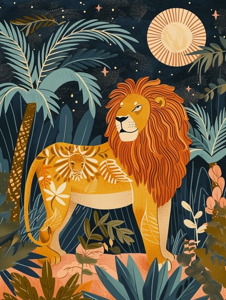 Barbary Lion Night Hunt Illustration 4