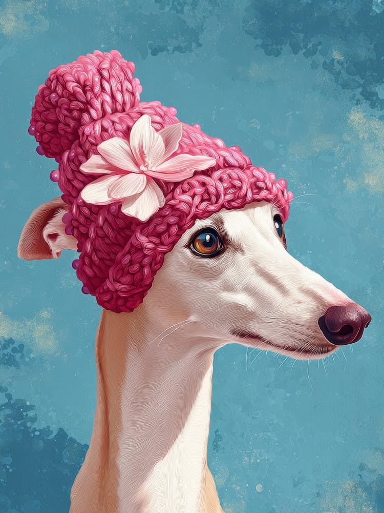 Greyhound In Pink Hat