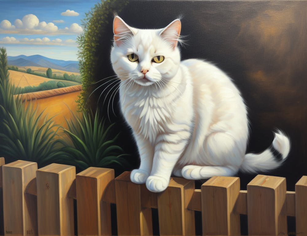 White Cat On Fence artwork 1