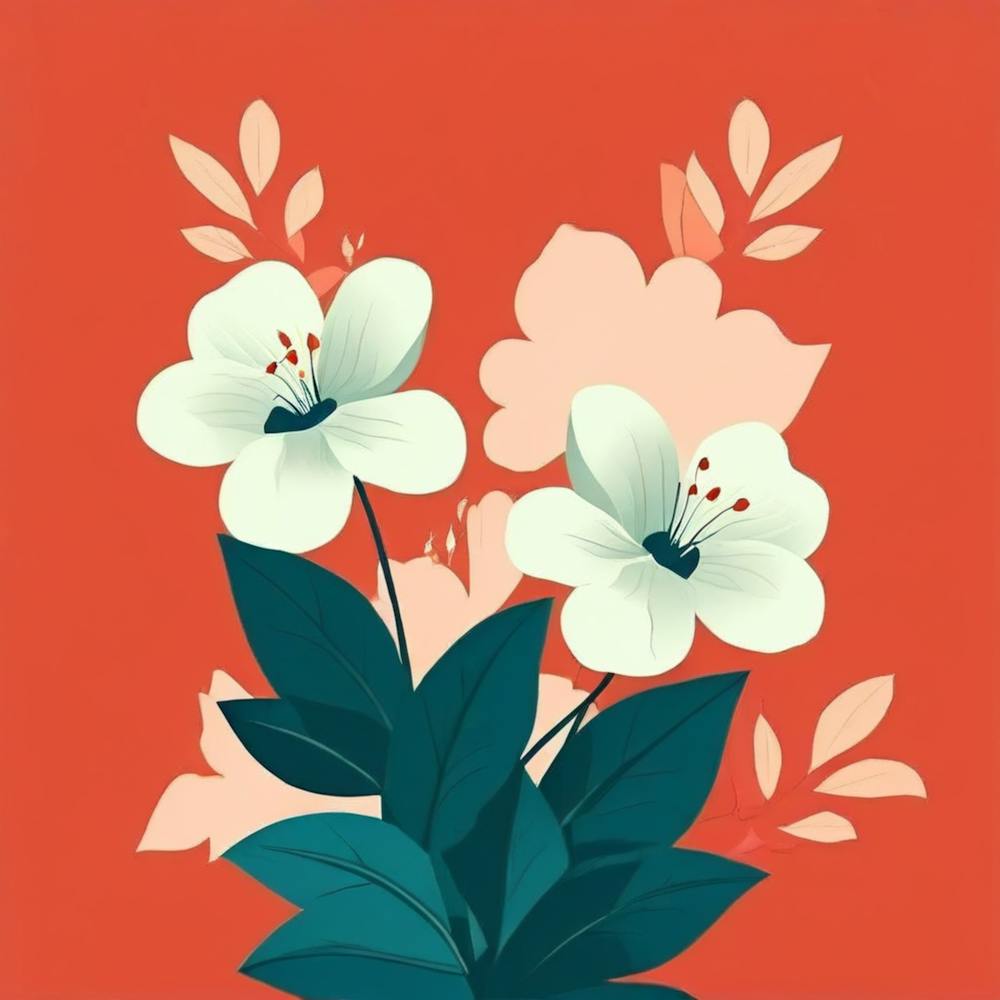 Flowers On A Red Background