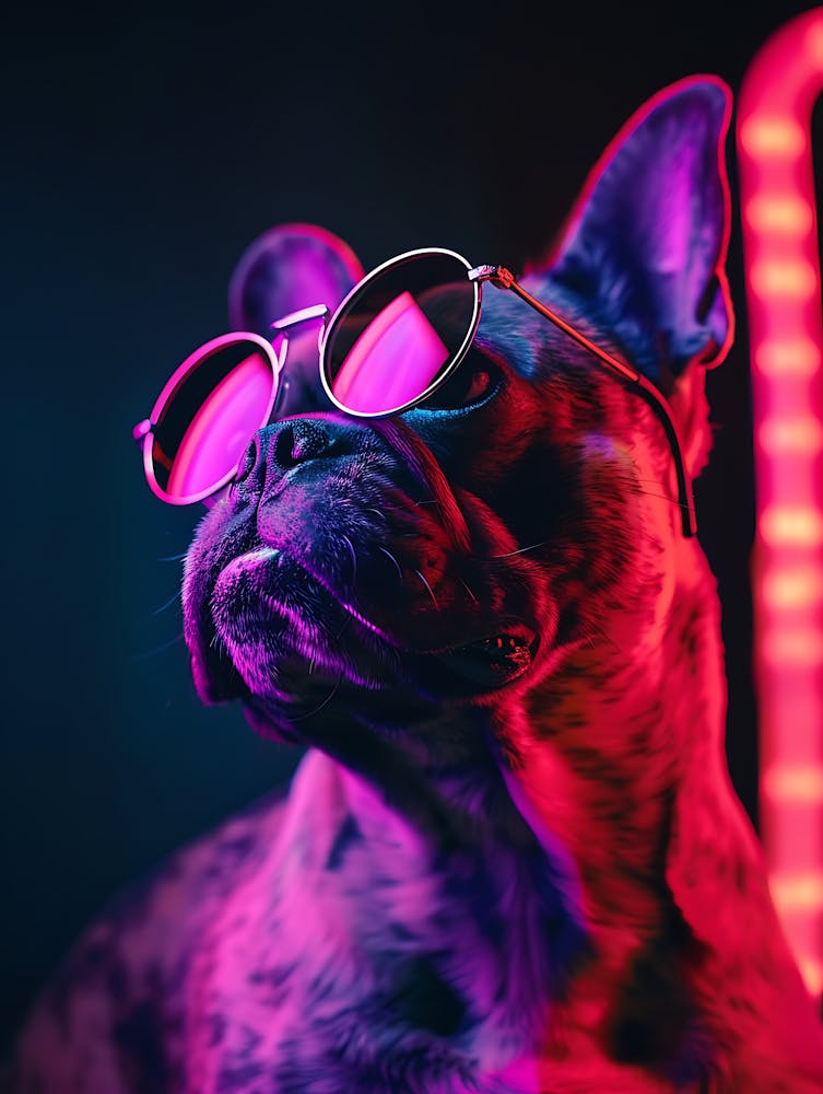 Beautiful Dog Under Neon Lights 3