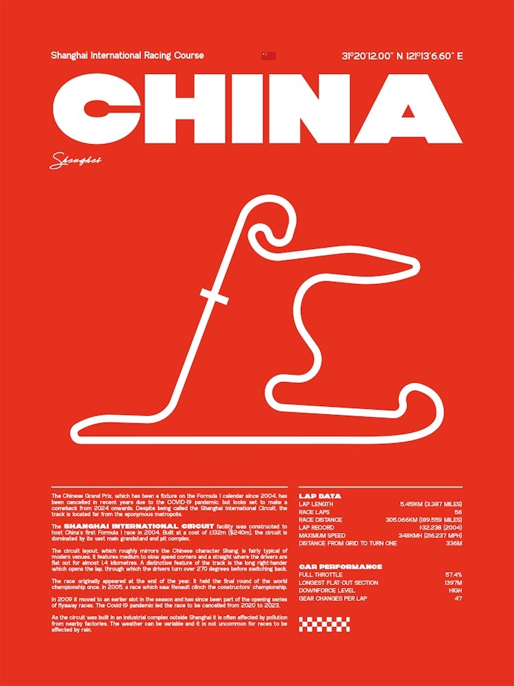 F1 Race Track China Formula 1 Racing Track F1 Merch Formula One F1 Poster Formula 1 Poster F1