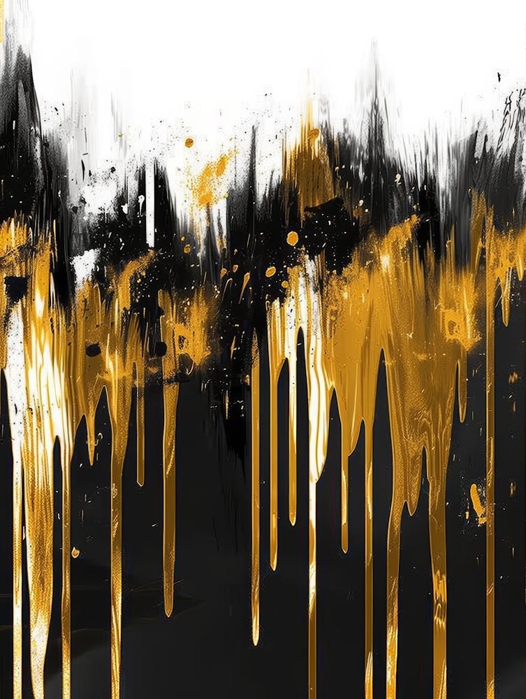 Gold And Black Abstract Painting 127