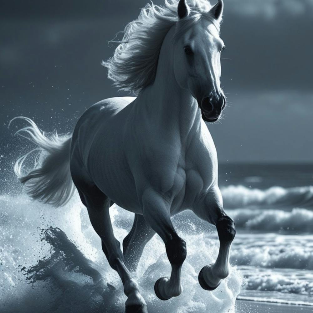 White Horse On The Beach