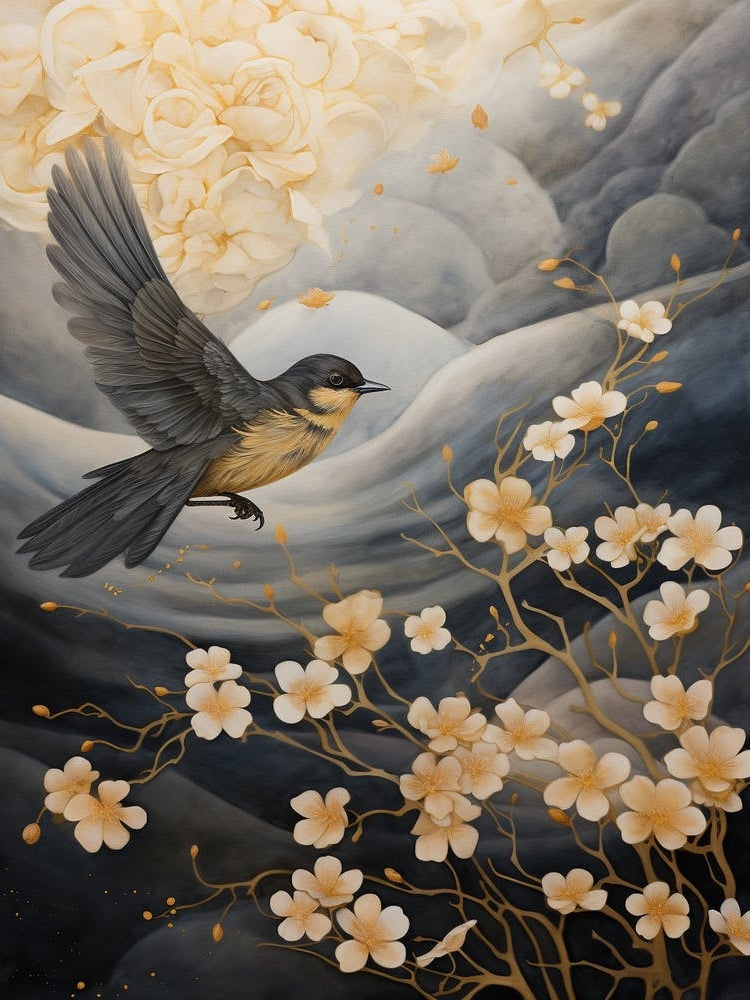 House Sparrow 2 Gold Detail Painting