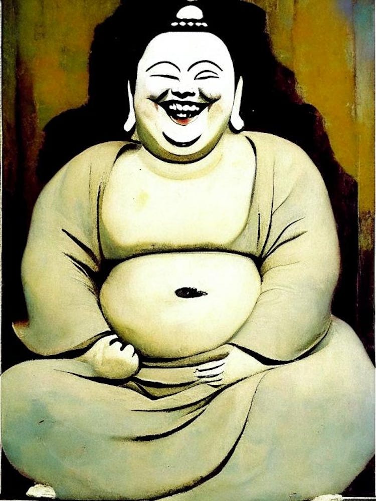 Laughing Buddha Symbol Abstract Painting