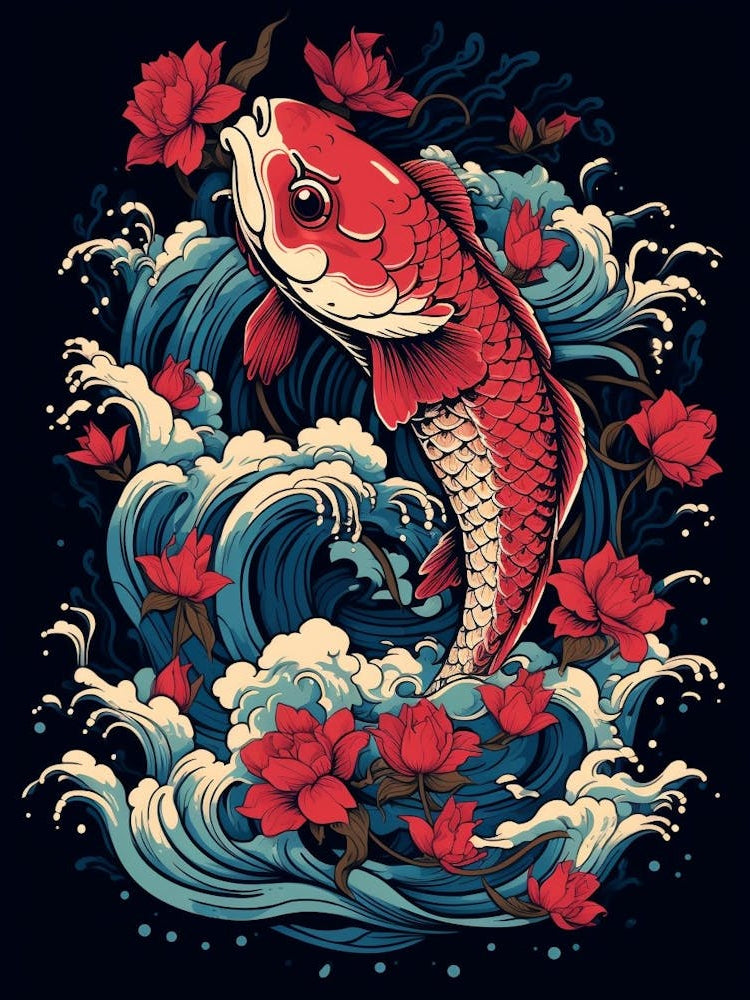 Koi Fish Japanese Style Illustration 8