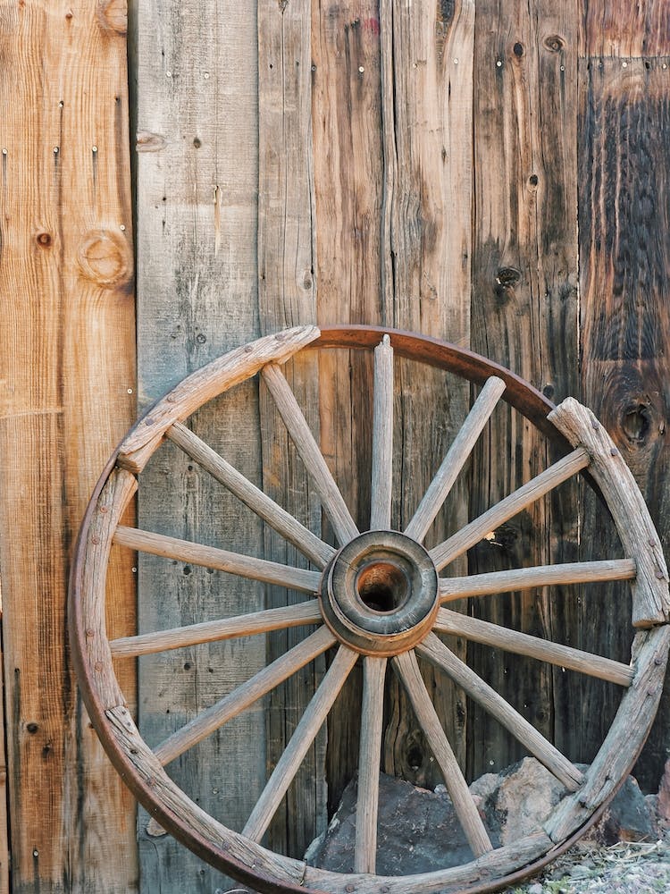 Old Wooden Wagon Wheel