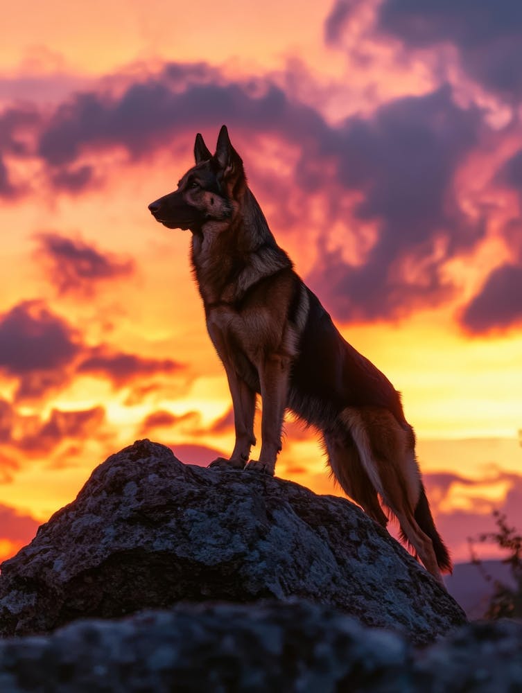 German Shepherd Standing Confidently On A Rocky Generated with AI