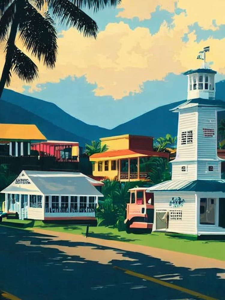 Port Of Road Town British Virgin Islands Vintage Poster harbour