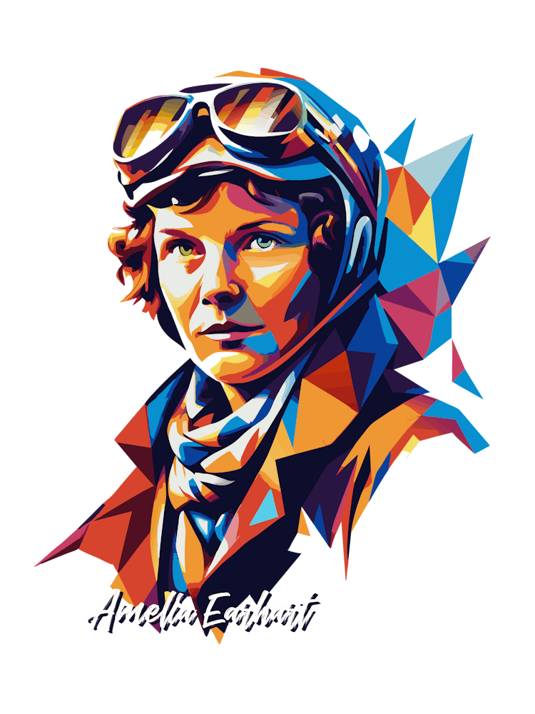 Amelia Earhart Portrait WPAP Pop Art
