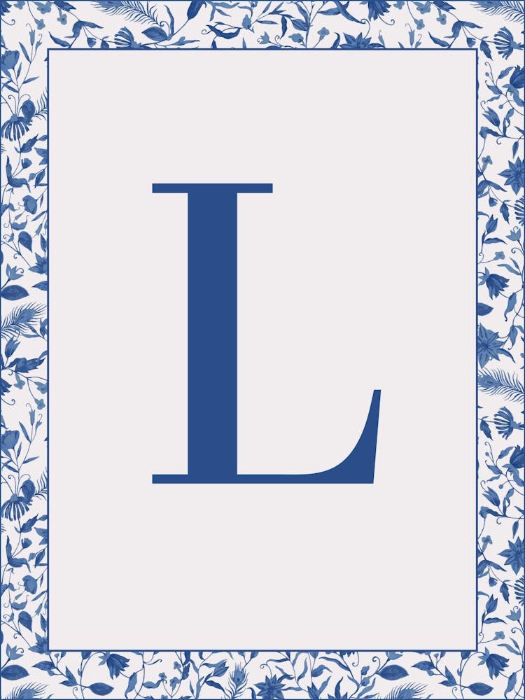 Letter L Monogram Initial Blue