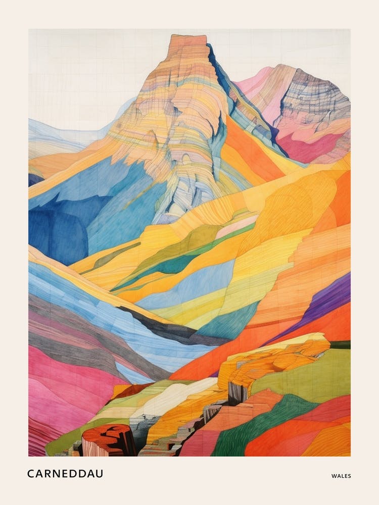 Carneddau Wales 1 Affiche Illustration de Montagne Colorée