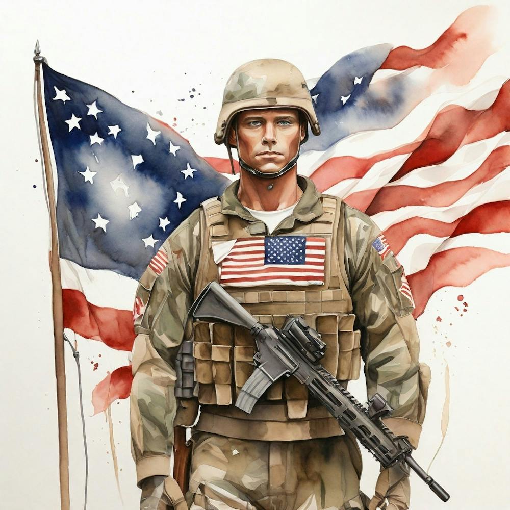 Default Create A Simple Watercolor Of A Soldier With America F 1