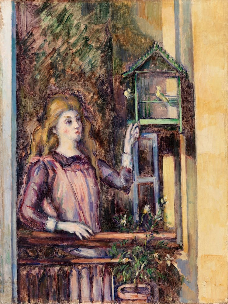 Girl With Birdcage, Paul Cézanne