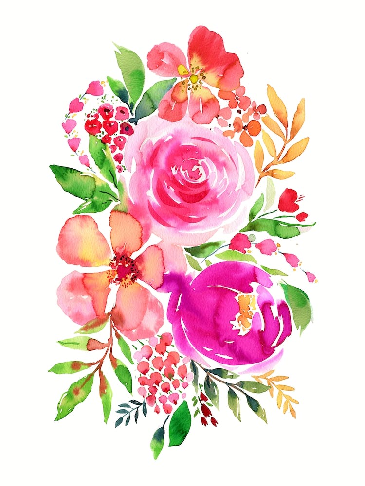 Summery Bouquet Blue Pink