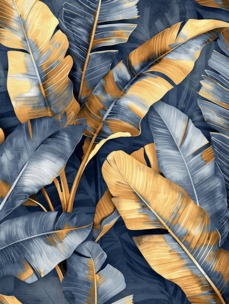 Gold And Blue Banana Leaves