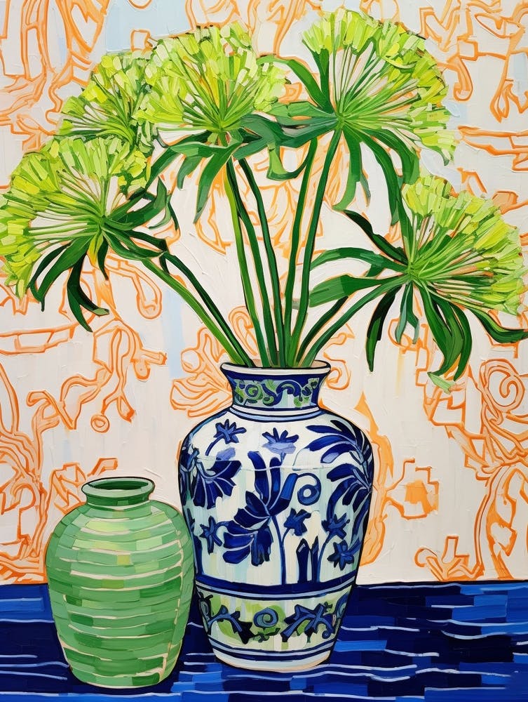 Flowers In A Vase Still Life Painting Agapanthus 4