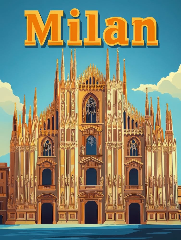 Aihrgdesign A Vintage Travel Poster Of Milan