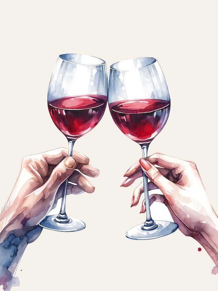 Two Hands Holding Wine Glasses