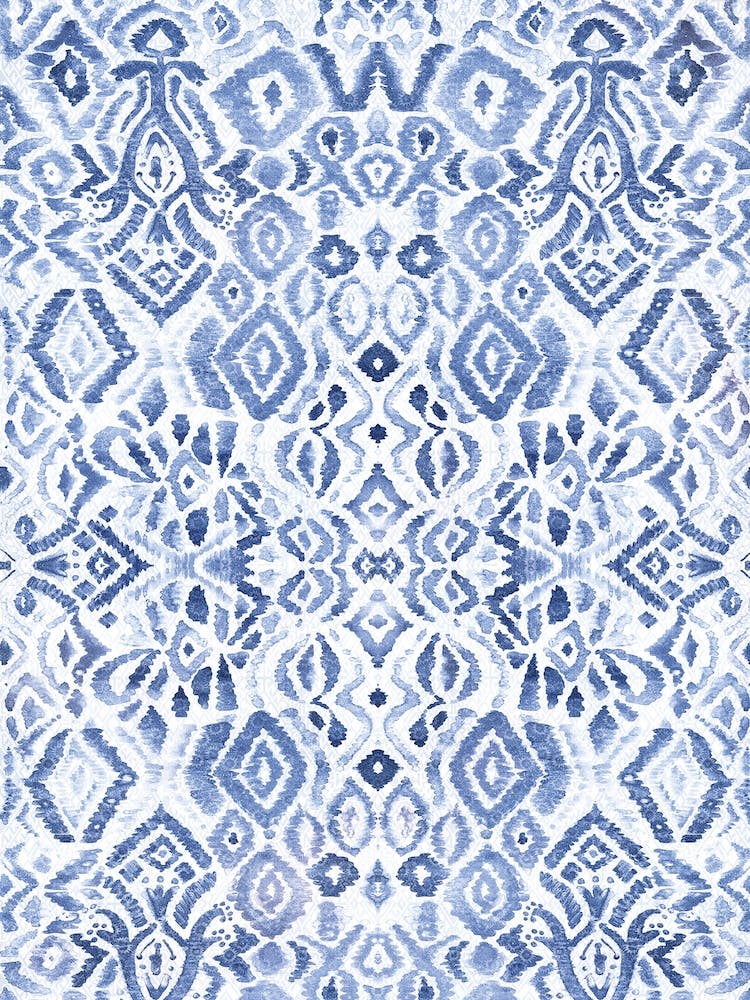 Blue Watercolour Bali Ikat