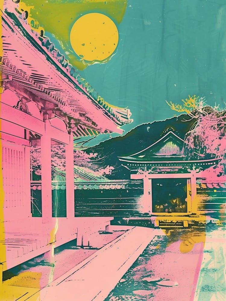 Koyasan Japan Retro Duotone Silkscreen 4