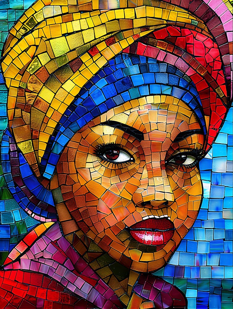 African Woman Stained Glass 5