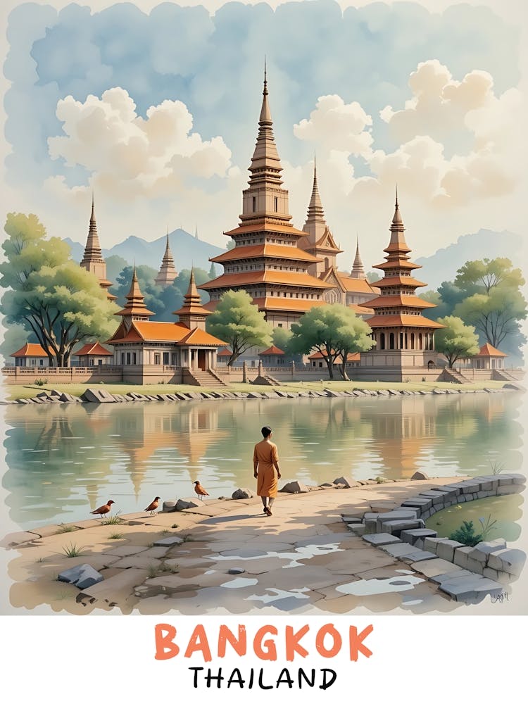 Bangkok - Thailand Vintage Travel Poster 4