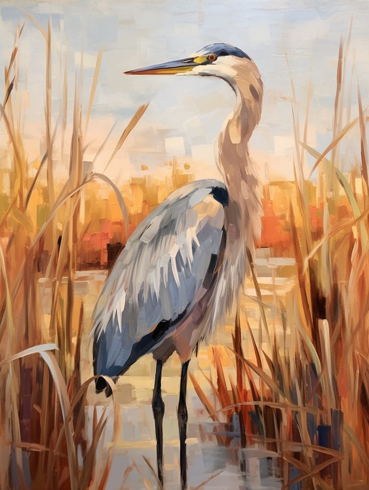 Bird Painting Great Blue Heron 1