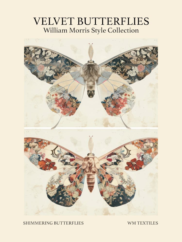Velvet Butterflies Collection Shimmering Butterflies William Morris Style 1