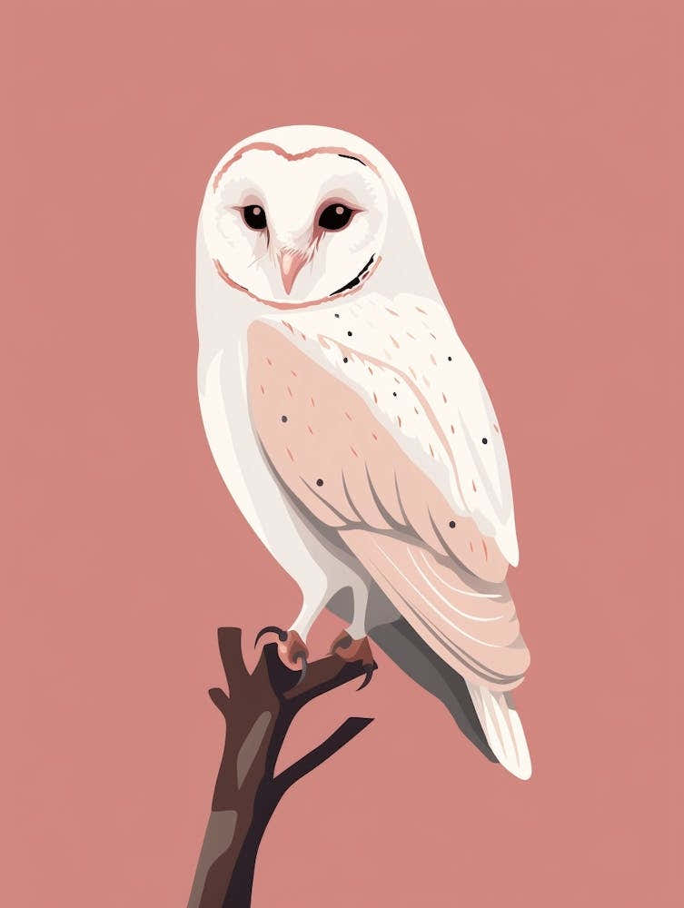Chouette Effraie Minimaliste 2 Illustration