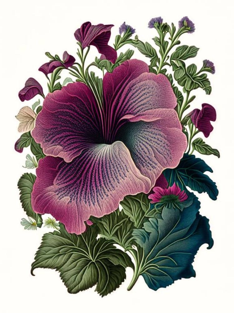 Pétunia 2 - Affiche Florale Botanique Vintage - Fleur