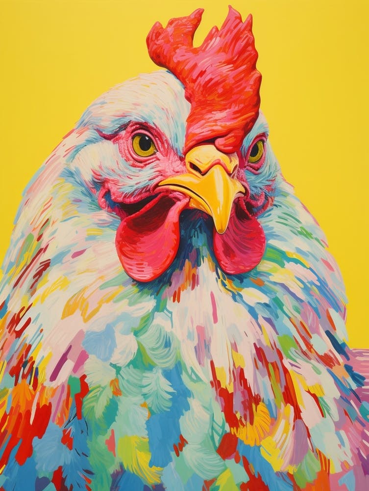 Farbenfrohes Vogelgemälde Huhn 4