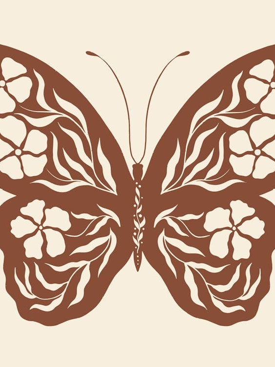 Folk Art Butterfly 01 - Red Brown