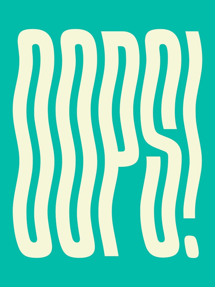 Oops wavy text (Sea Green Tone),groovy, funny, funky, cool, saying, word, vibes, cute, red, decor, typography, text, pop, art, words, minimal