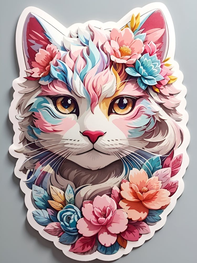 Cat With Flowers