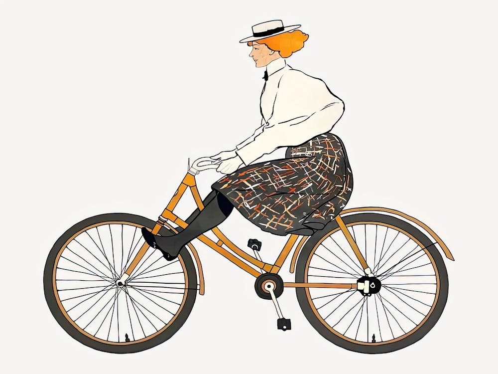 Vintage Woman Riding A Bicycle, Edward Penfield