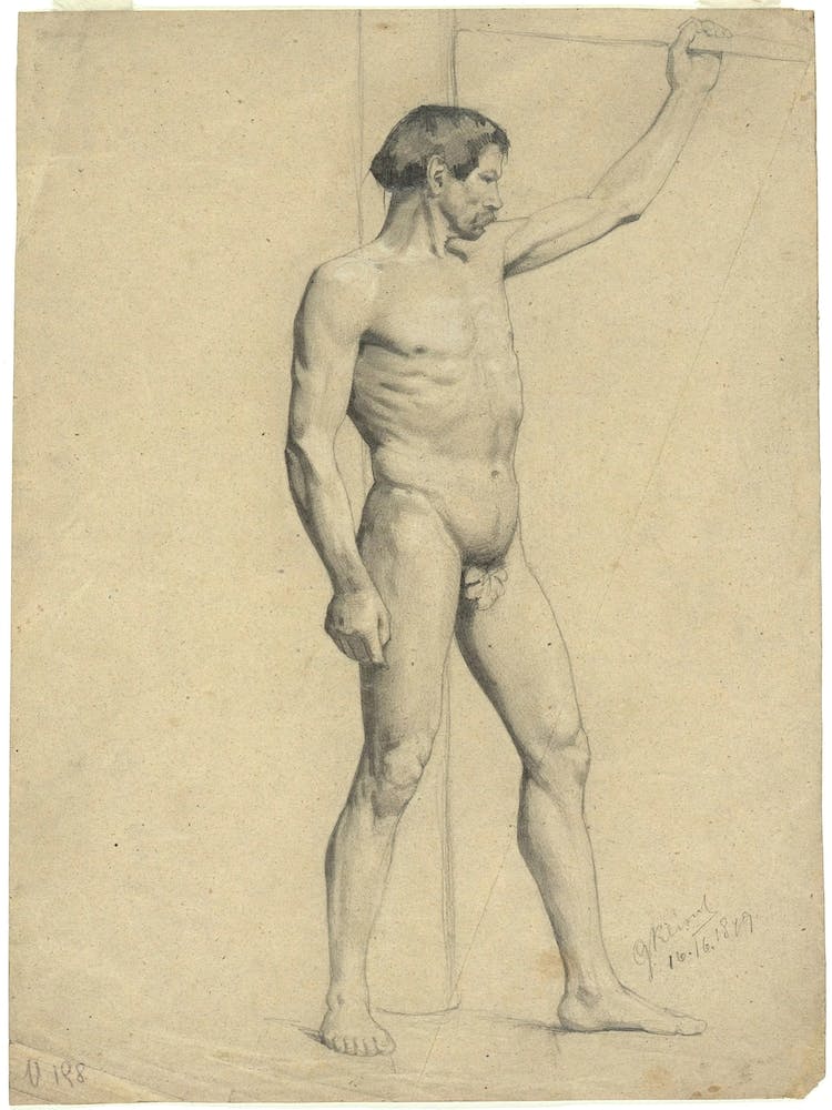 Male Academy Nude In Pose, Gustav Klimt