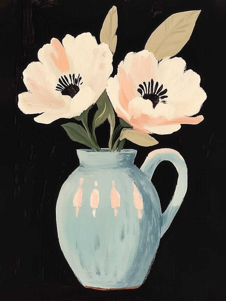 Two Flowers In A Blue Vase